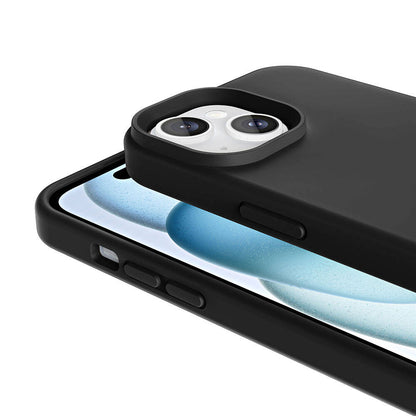 Apple iPhone 15 Plus Kılıf Magsafe Şarj Özellikli Sıvı Teknolojili Silinebilir Sert Zore Kivi Kapak Siyah