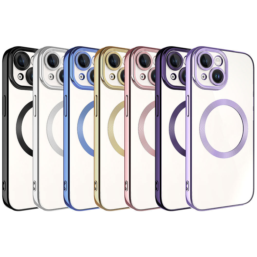 Apple iPhone 15 Plus Kılıf Magsafe Wireless Şarj Özellikli Zore Setro Silikon Sierra Mavi
