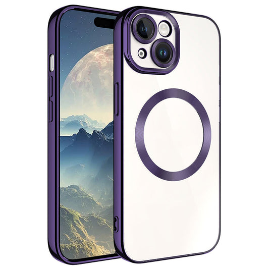 Apple iPhone 15 Plus Kılıf Magsafe Wireless Şarj Özellikli Zore Setro Silikon Derin Mor