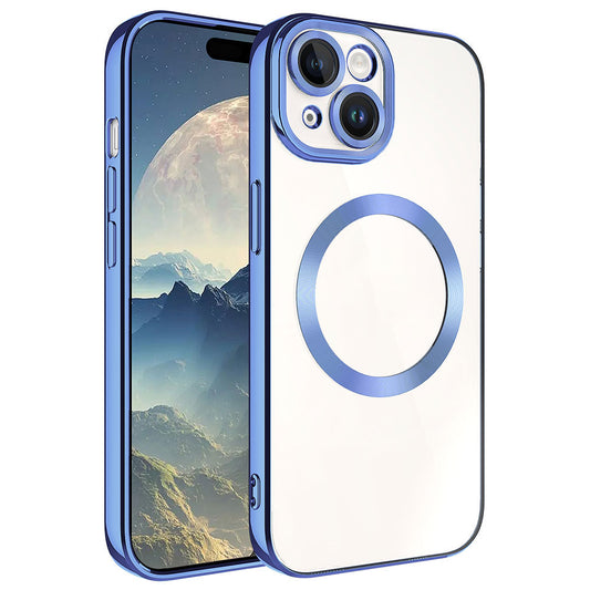 Apple iPhone 15 Plus Kılıf Magsafe Wireless Şarj Özellikli Zore Setro Silikon Sierra Mavi