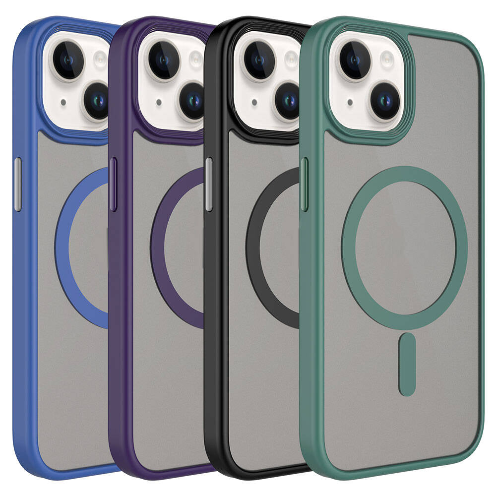 Apple iPhone 15 Plus Kılıf Mat Arka Yüzey Wireless Şarj Özellikli Zore Flet Magsafe Kapak Sarı