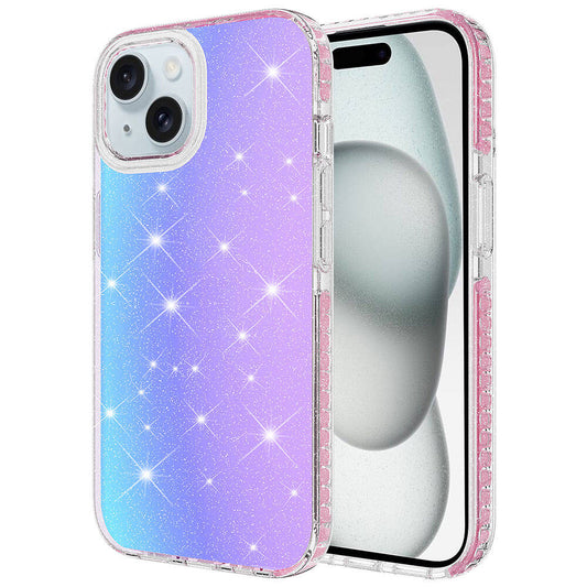 Apple iPhone 15 Plus Kılıf Parlak Renk Geçişli Zore Velle Kapak Pembe