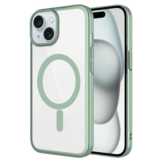 Apple iPhone 15 Plus Kılıf Wireless Şarj Özellikli Sert PC Zore Mat Riksos M-safe Kapak