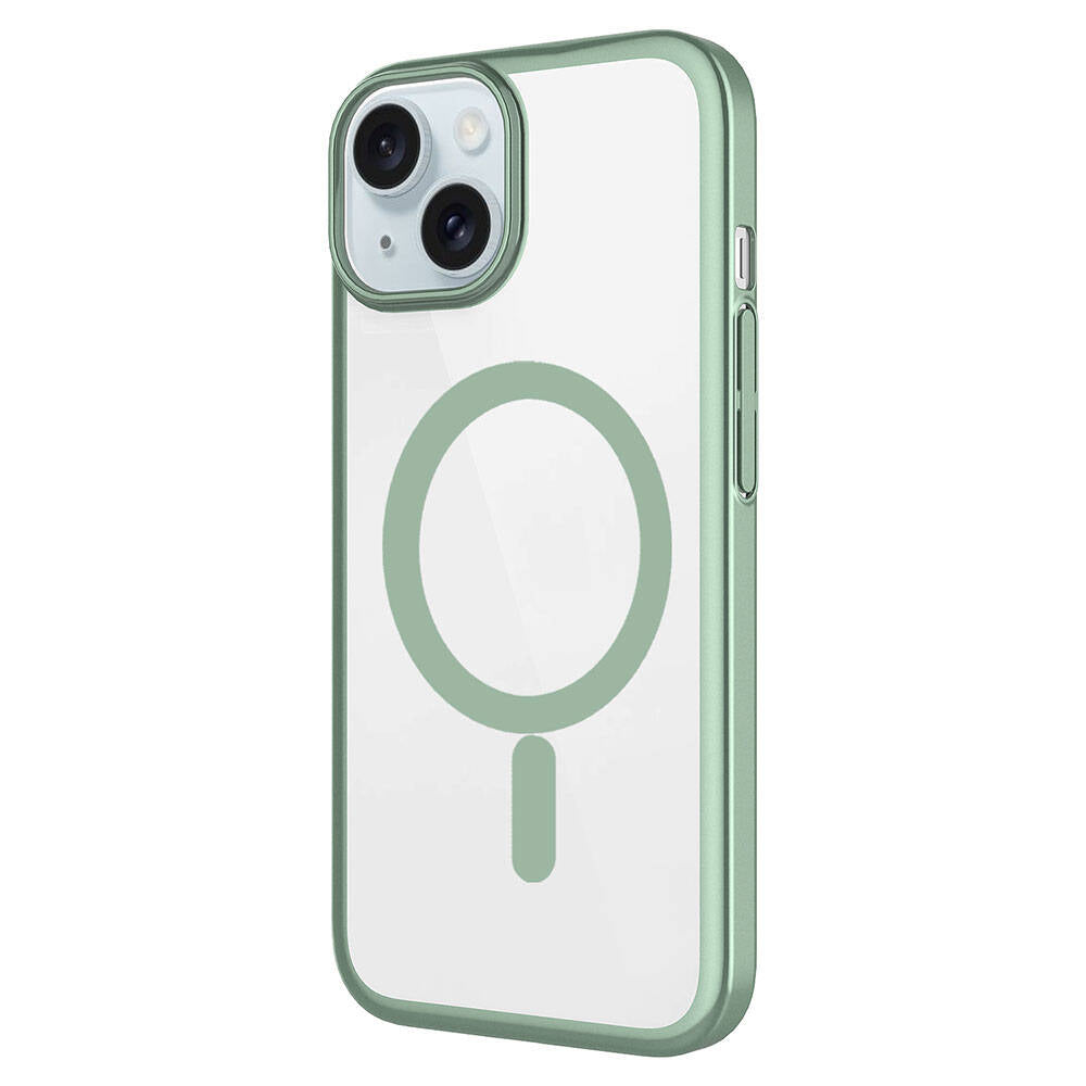Apple iPhone 15 Plus Kılıf Wireless Şarj Özellikli Sert PC Zore Mat Riksos Magsafe Kapak Pembe