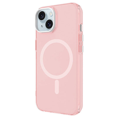 Apple iPhone 15 Plus Kılıf Zore Magsafe Şarj Özellikli Buzlu Transparan C-Pro Sert Kapak Pembe