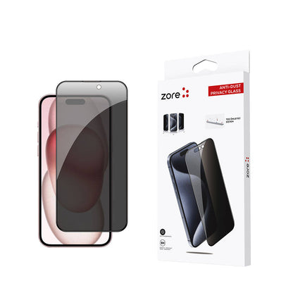 Apple iPhone 15 Plus Zore Anti-Dust Privacy Temperli Ekran Koruyucu Siyah