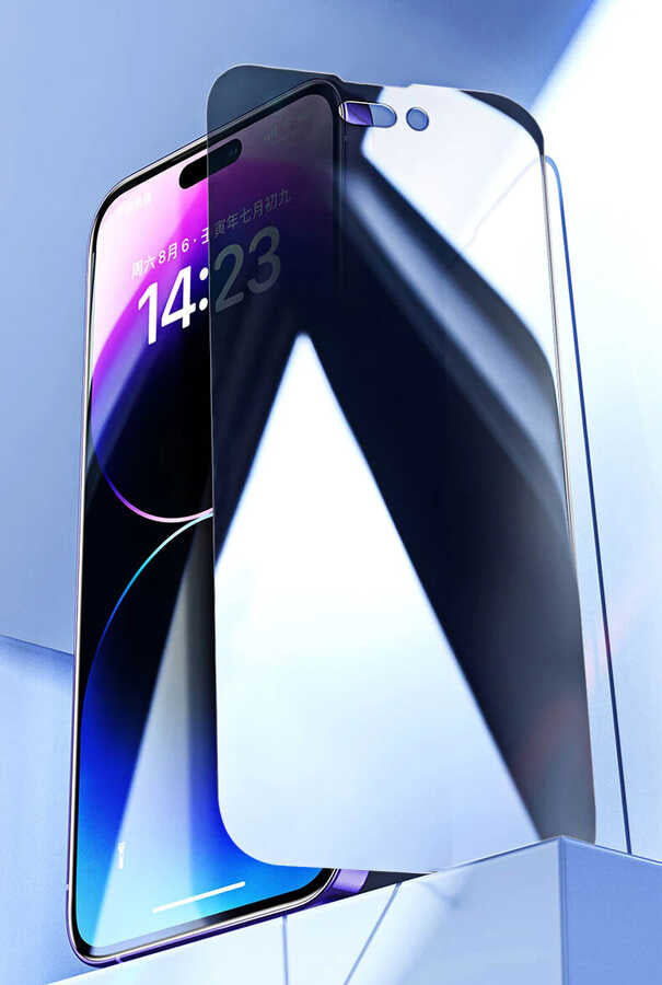 Apple iPhone 15 Plus Zore Kor Privacy Cam Ekran Koruyucu Siyah