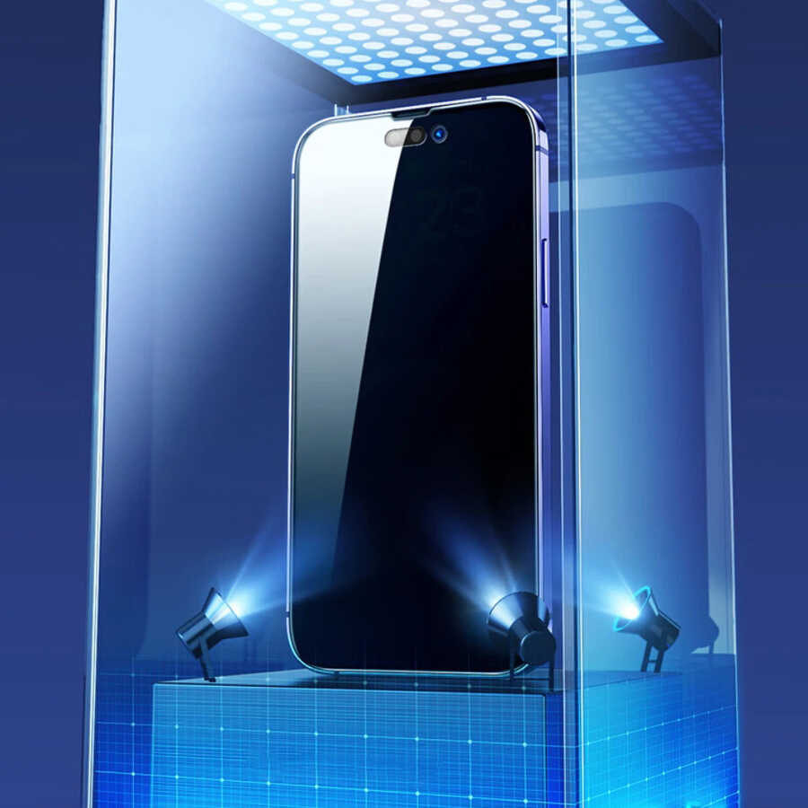 Apple iPhone 15 Plus Zore Kor Privacy Cam Ekran Koruyucu Siyah