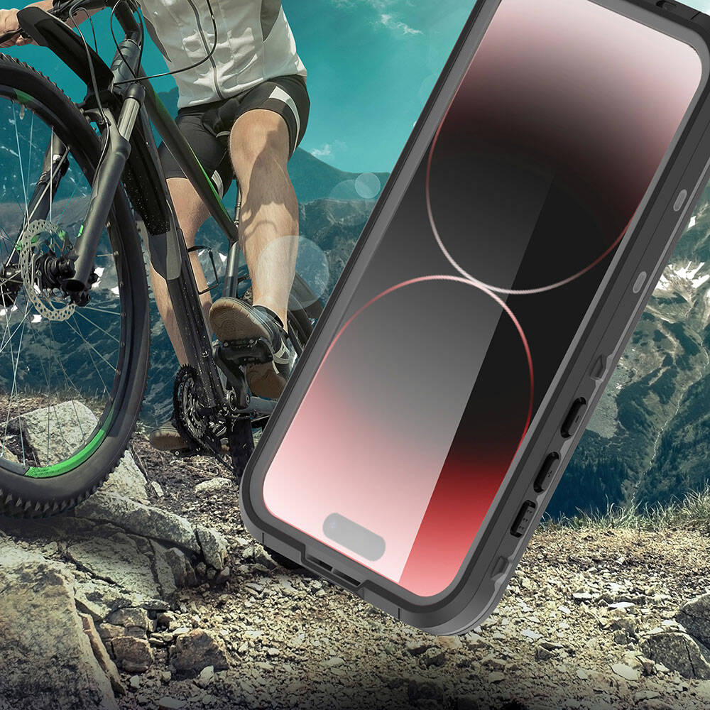 Apple iPhone 15 Pro Kılıf 1-1 Su Geçirmez Kılıf Siyah