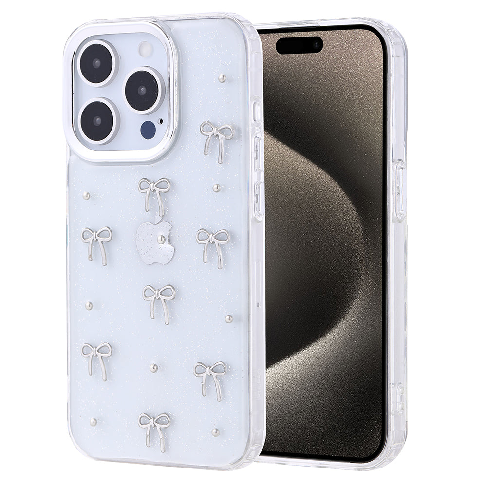 Apple iPhone 15 Pro Kılıf Airbag Tasarımlı Simli Şeffaf Zore Kutup Kapak Kiraz