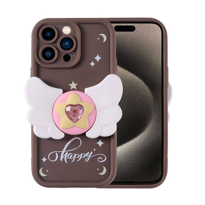 Apple iPhone 15 Pro Kılıf Kamera Korumalı Figür Tasarımlı Zore Kapya Kapak Pembe Koyu