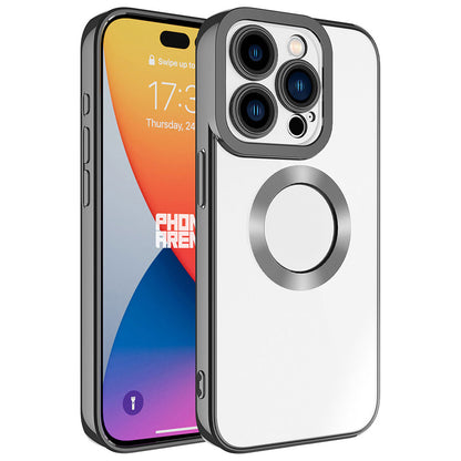 Apple iPhone 15 Pro Kılıf Kamera Korumalı Logo Gösteren Zore Omega Kapak Koyu Gri