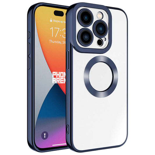 Apple iPhone 15 Pro Kılıf Kamera Korumalı Logo Gösteren Zore Omega Kapak Lacivert