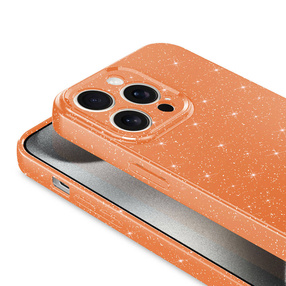 Apple iPhone 15 Pro Kılıf Kamera Korumalı Simli Lüks Zore Koton Kapak Mor