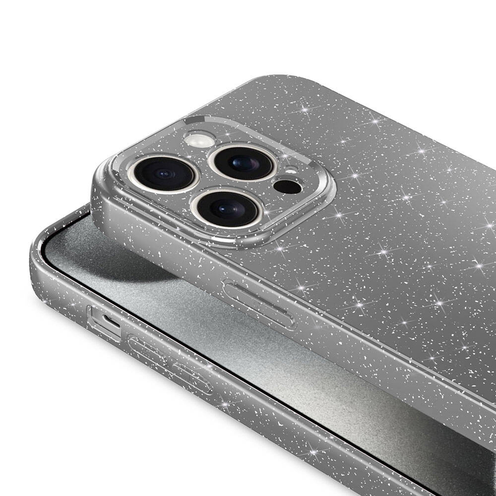 Apple iPhone 15 Pro Kılıf Kamera Korumalı Simli Lüks Zore Koton Kapak Siyah