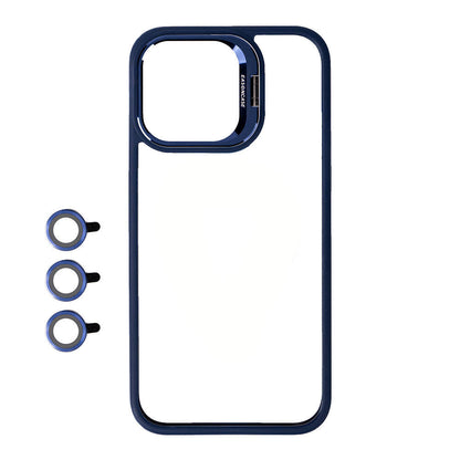 Apple iPhone 15 Pro Kılıf Kamera Lens Korumalı Standlı Zore Klon Lensli Kapak Siyah