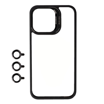 Apple iPhone 15 Pro Kılıf Kamera Lens Korumalı Standlı Zore Klon Lensli Kapak Siyah