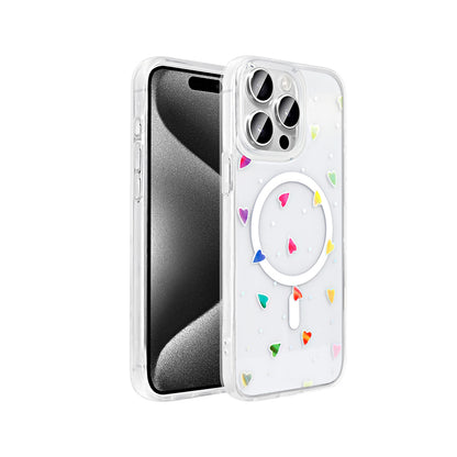 Apple iPhone 15 Pro Kılıf M-Safe Şarj Özellikli Şeffaf Zore Folk Sert Kapak Sevimli Köpek