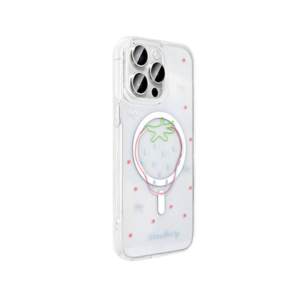 Apple iPhone 15 Pro Kılıf M-Safe Şarj Özellikli Şeffaf Zore Folk Sert Kapak Sevimli Köpek