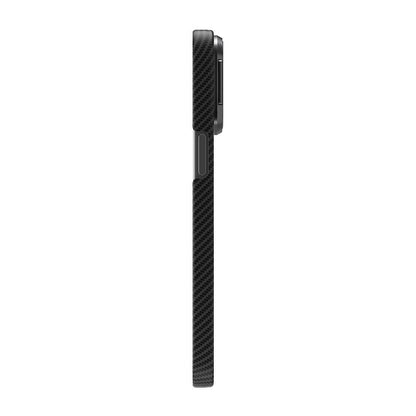 Apple iPhone 15 Pro Kılıf Magsafe Şarj Özellikli 600D Kevlar Zore Krek Karbon Standlı Kapak Siyah