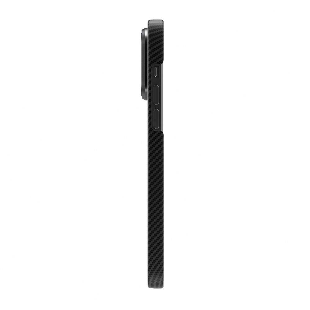 Apple iPhone 15 Pro Kılıf Magsafe Şarj Özellikli 600D Kevlar Zore Krek Karbon Standlı Kapak Siyah