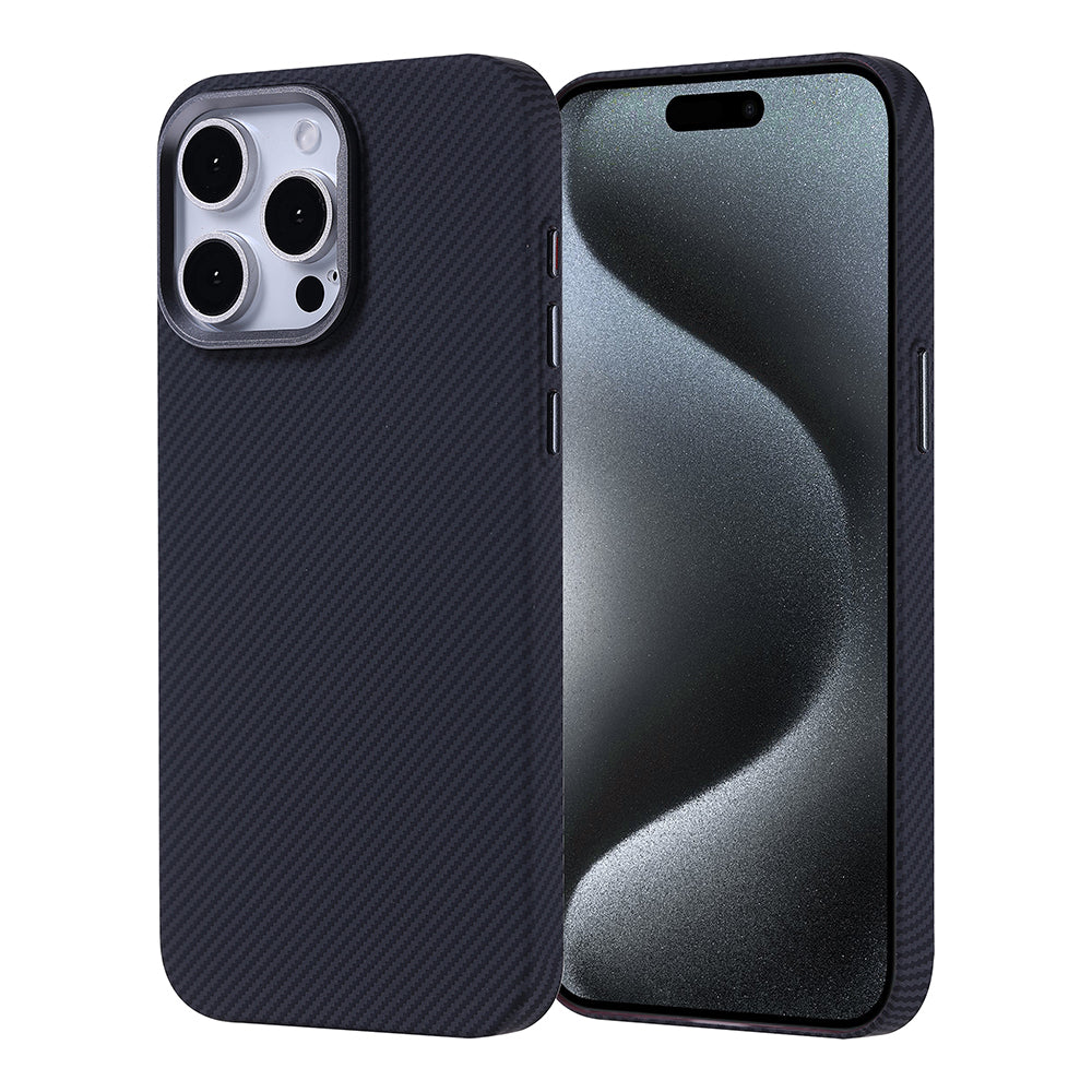 Apple iPhone 15 Pro Kılıf Magsafe Şarj Özellikli Karbon Fiber Görünümlü Zore Nekst Kapak Siyah