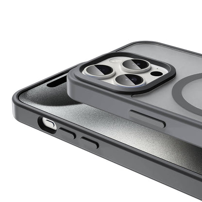 Apple iPhone 15 Pro Kılıf Magsafe Şarj Özellikli Mat Arka Yüzey Zore Sio Kapak Gri