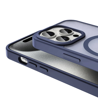 Apple iPhone 15 Pro Kılıf Magsafe Şarj Özellikli Mat Arka Yüzey Zore Sio Kapak Lacivert