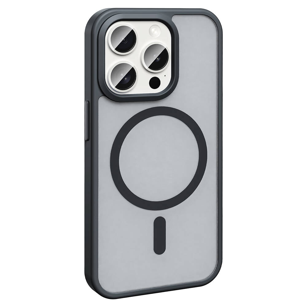 Apple iPhone 15 Pro Kılıf Magsafe Şarj Özellikli Mat Arka Yüzey Zore Sio Kapak Gri