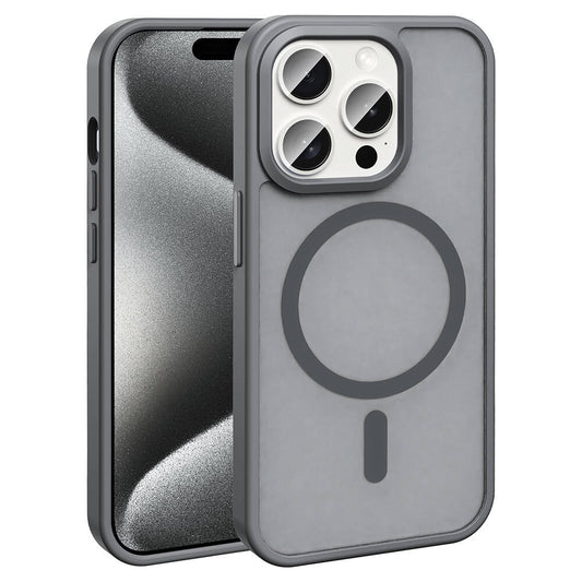 Apple iPhone 15 Pro Kılıf Magsafe Şarj Özellikli Mat Arka Yüzey Zore Sio Kapak Gri