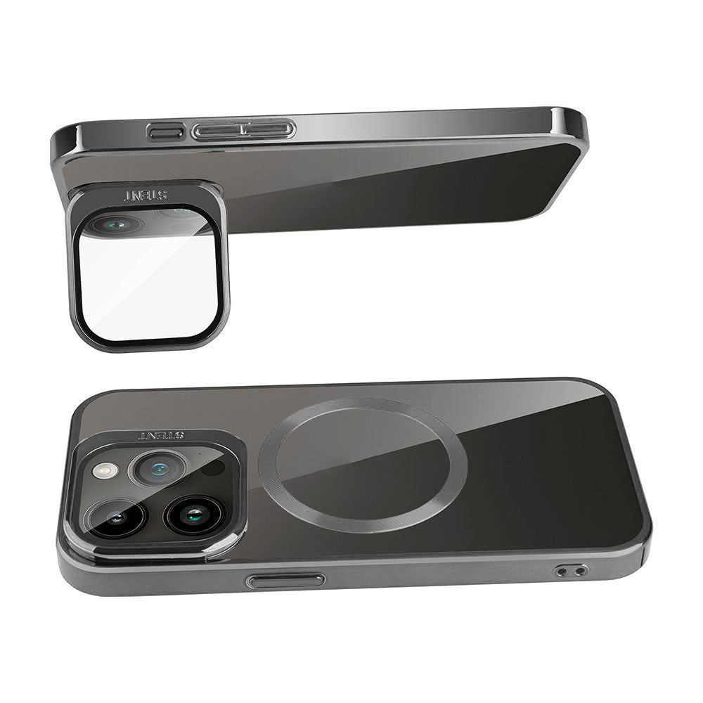 Apple iPhone 15 Pro Kılıf Magsafe Şarj Özellikli Standlı Zore Klon Kapak Gümüş