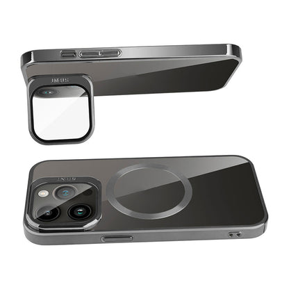 Apple iPhone 15 Pro Kılıf Magsafe Şarj Özellikli Standlı Zore Klon Kapak Gümüş