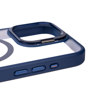 Apple iPhone 15 Pro Kılıf Magsafe Şarj Özellikli Standlı Zore Magsafe Klon Lensli Kapak Turuncu