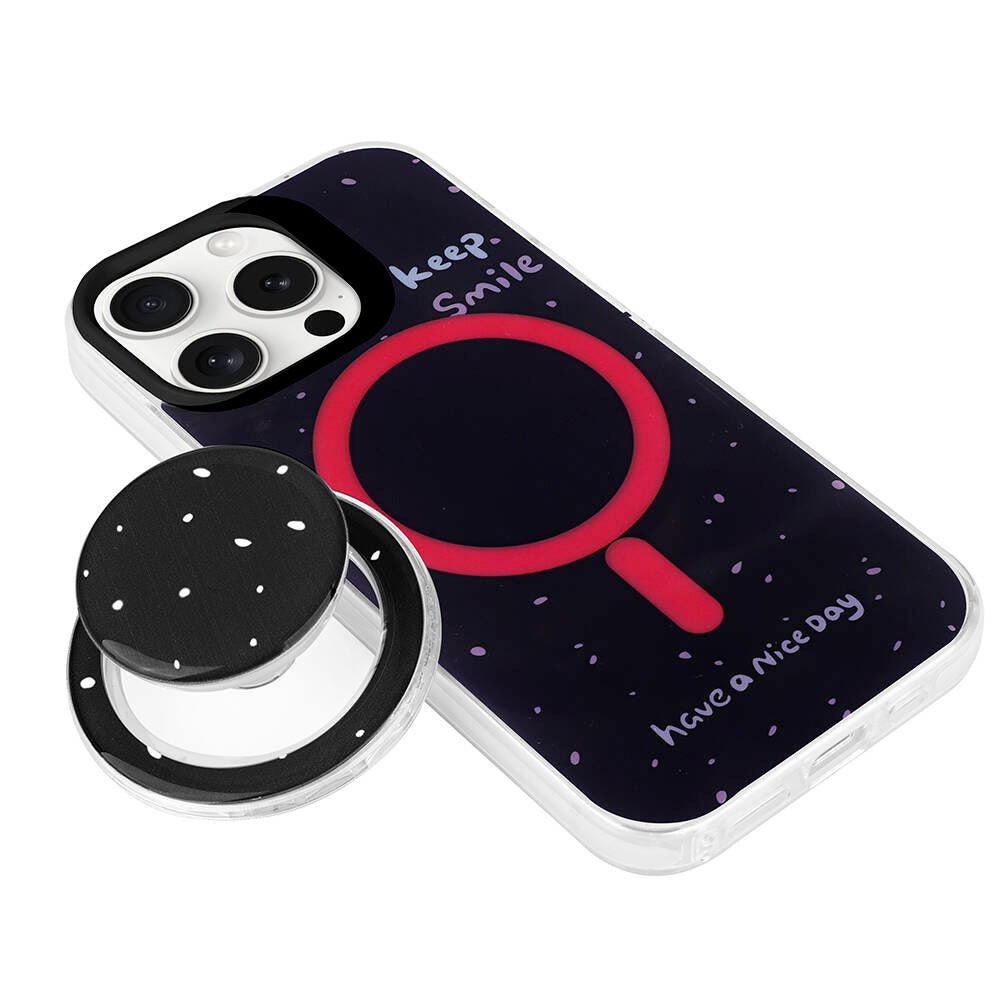 Apple iPhone 15 Pro Kılıf Magsafe Şarj Özellikli Tak-Çıkar Pop Soketli Zore Tiktok Kapak Mor