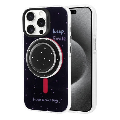 Apple iPhone 15 Pro Kılıf Magsafe Şarj Özellikli Tak-Çıkar Pop Soketli Zore Tiktok Kapak Pembe Koyu
