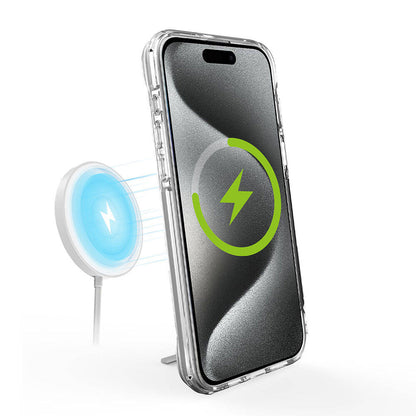 Apple iPhone 15 Pro Kılıf Magsafe Şarj Özellikli Zore T-Max Standlı Kapak Renksiz