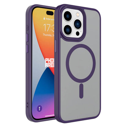 Apple iPhone 15 Pro Kılıf Mat Arka Yüzey Wireless Şarj Özellikli Zore Flet Magsafe Kapak Sarı