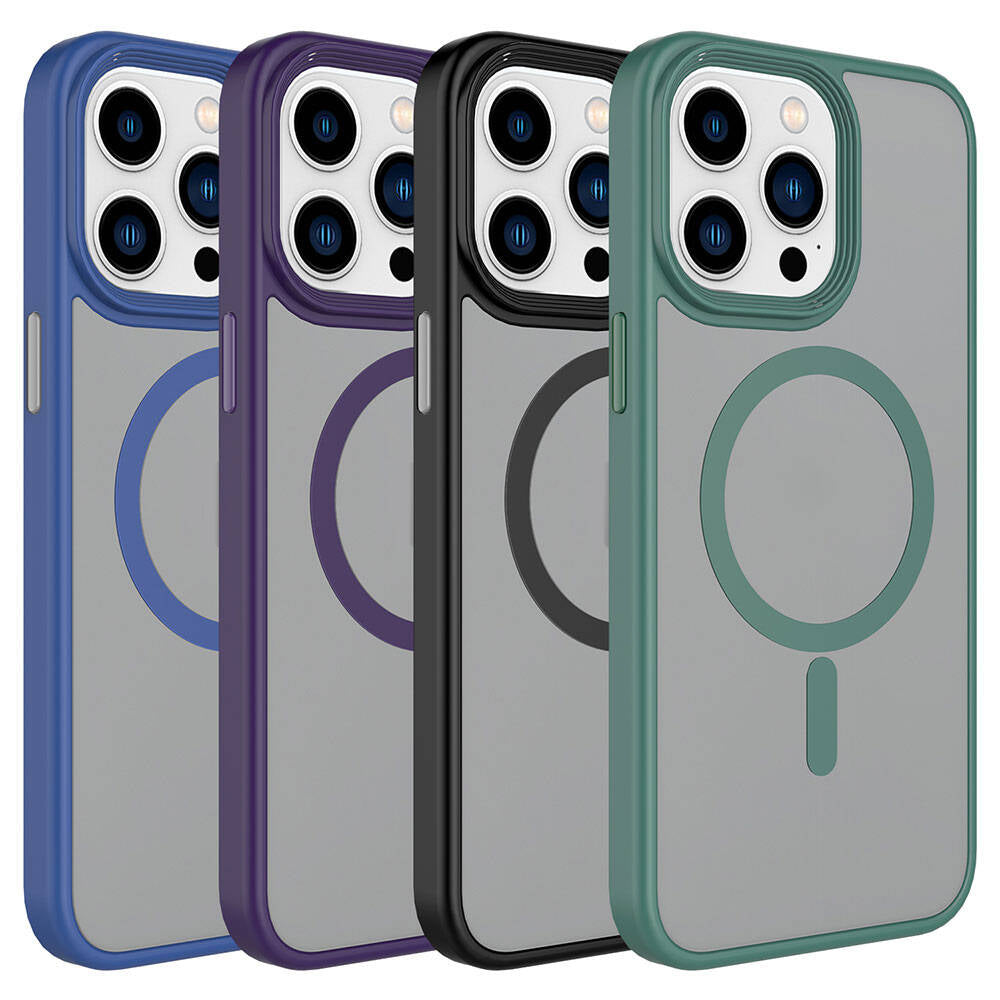 Apple iPhone 15 Pro Kılıf Mat Arka Yüzey Wireless Şarj Özellikli Zore Flet Magsafe Kapak Sarı