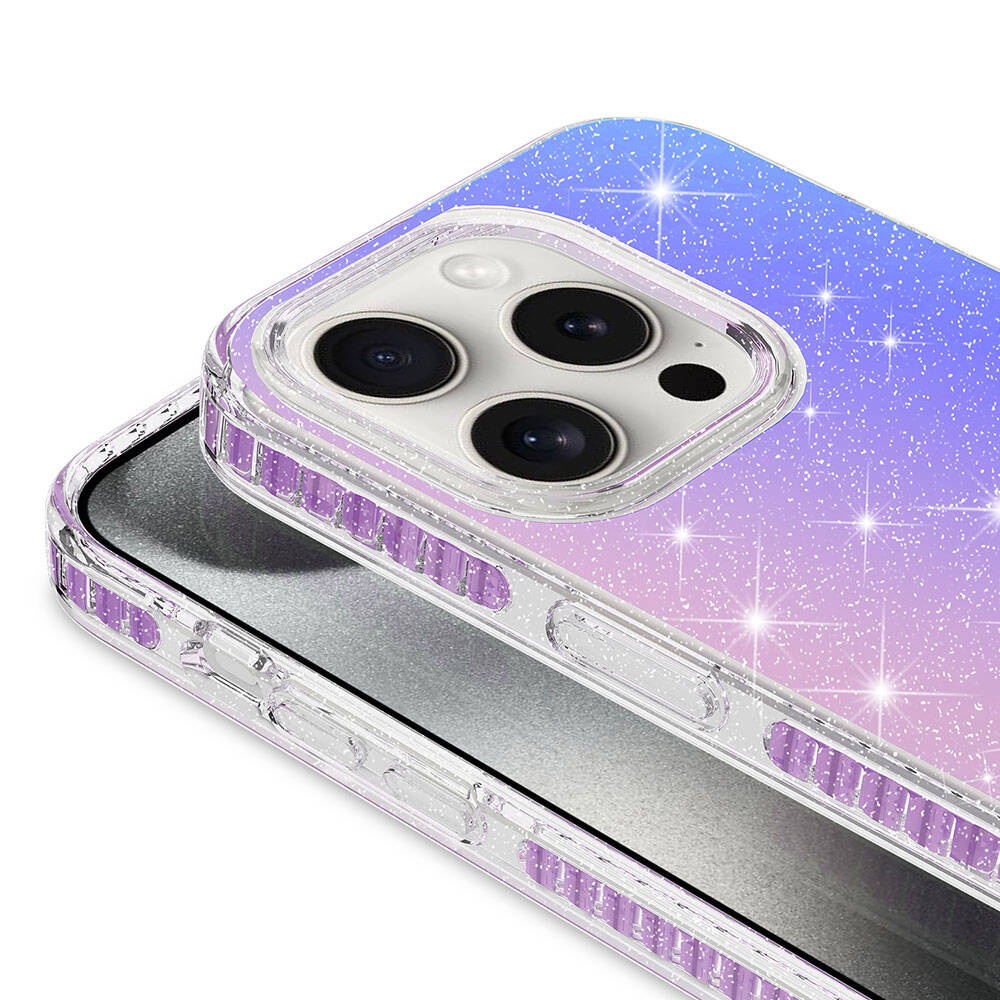 Apple iPhone 15 Pro Kılıf Parlak Renk Geçişli Zore Velle Kapak Mor