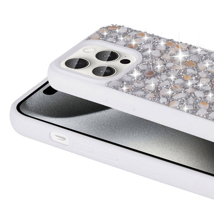 Apple iPhone 15 Pro Kılıf Parlak Taşlı Tasarım Zore Linea Diamond Kapak Derin Mor