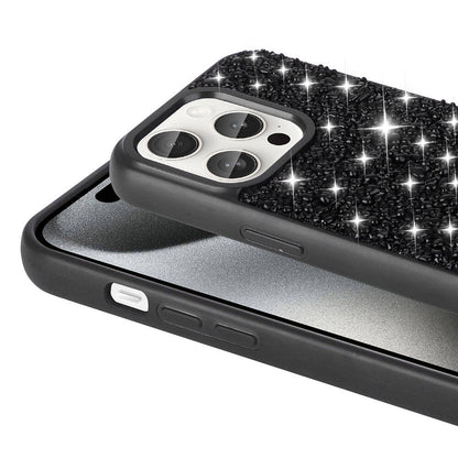 Apple iPhone 15 Pro Kılıf Parlak Taşlı Tasarım Zore Linea Diamond Kapak Derin Mor