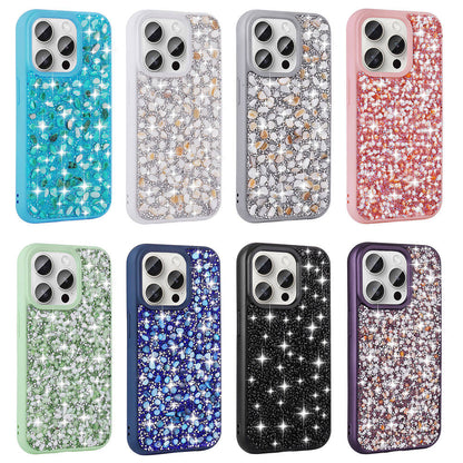 Apple iPhone 15 Pro Kılıf Parlak Taşlı Tasarım Zore Linea Diamond Kapak Mavi Açık