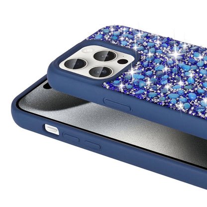 Apple iPhone 15 Pro Kılıf Parlak Taşlı Tasarım Zore Linea Diamond Kapak Derin Mor