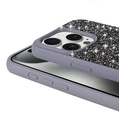 Apple iPhone 15 Pro Kılıf Parlak Taşlı Tasarım Zore Pırlanta Kapak Siyah