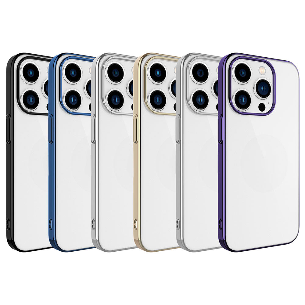 Apple iPhone 15 Pro Kılıf Sert PC Renkli Çerçeveli Zore Riksos Kapak Gold