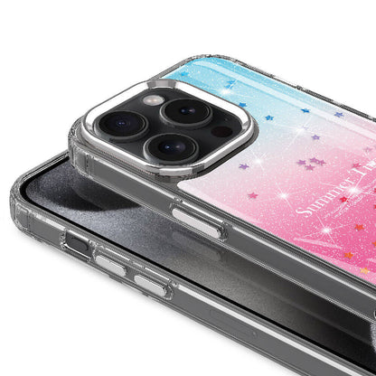 Apple iPhone 15 Pro Kılıf Simli Desenli Parlak Zore Task Kapak Mavi