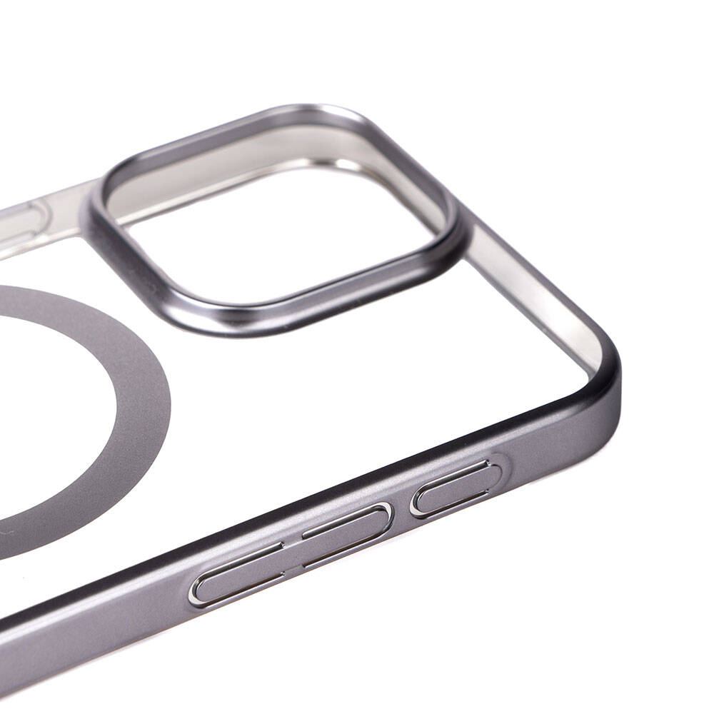 Apple iPhone 15 Pro Kılıf Wireless Şarj Özellikli Sert PC Zore Mat Riksos Magsafe Kapak Gümüş