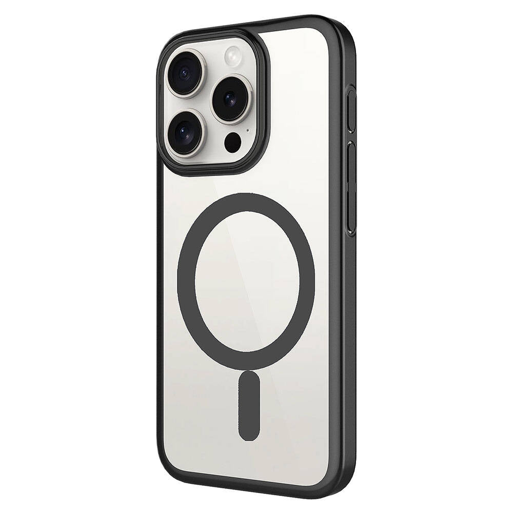 Apple iPhone 15 Pro Kılıf Wireless Şarj Özellikli Sert PC Zore Mat Riksos Magsafe Kapak Siyah