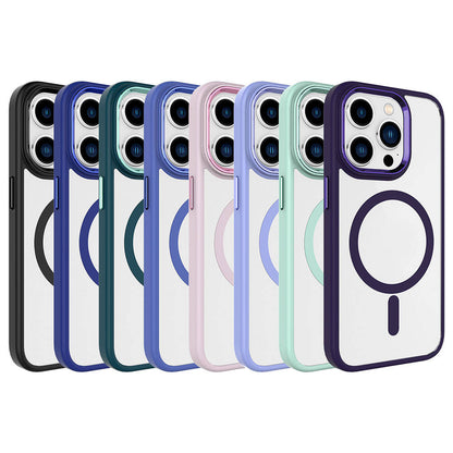 Apple iPhone 15 Pro Kılıf Wireless Şarj Özellikli Zore Krom Magsafe Silikon Kapak Lila
