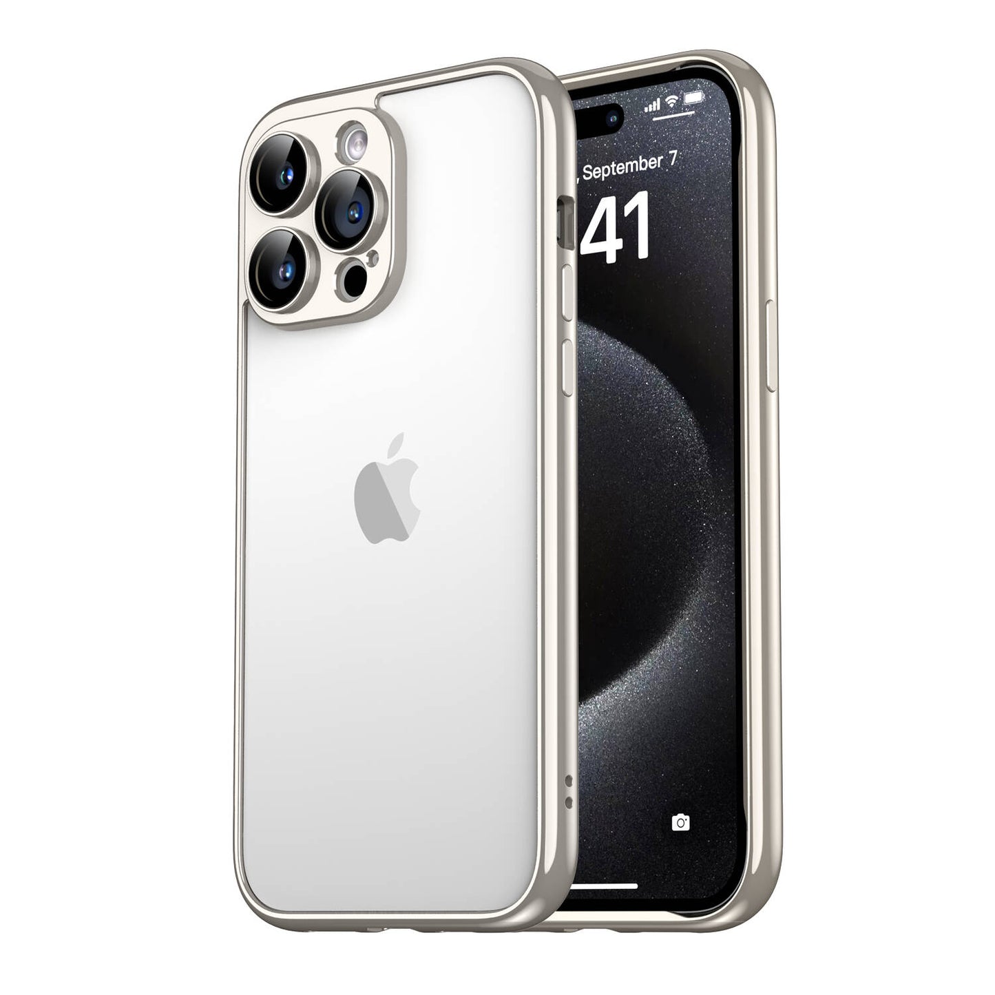 Apple iPhone 15 Pro Kılıf Zore Kamera Korumalı Bontez Bumper Gümüş
